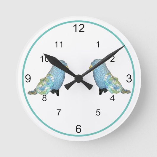 Uhr - Blaue und grüne Vögel (Vorderseite)