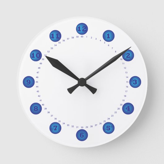 Uhr blauer Kreis mit Sekunden (Vorderseite)