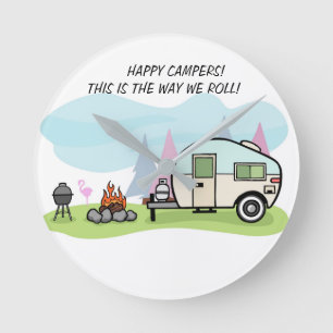 UHR-CAMPERcampground-DEKORATION Runde Wanduhr