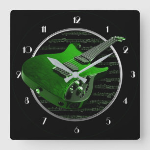 Uhr der grünen Gitarren-Uhr