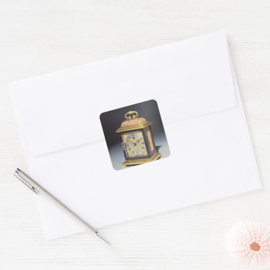 Uhr der Miniatur Quadratischer Aufkleber (Umschlag)