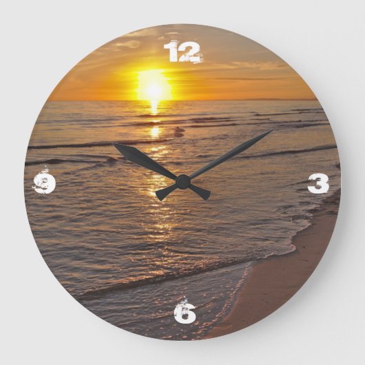 Uhr: Der Sonnenuntergang am Strand Große Wanduhr (Vorderseite)