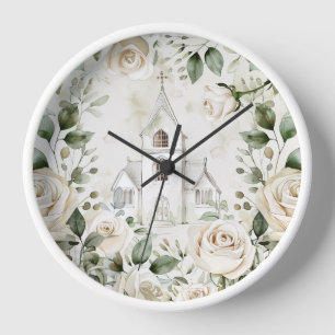 Uhr der weißen Rosenwand