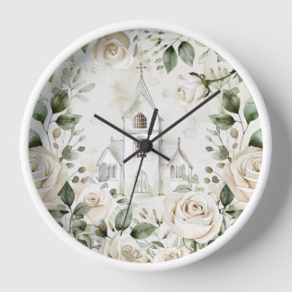 Uhr der weißen Rosenwand
