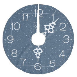 Uhr der weißen Sterne Polyester Weihnachtsbaumdecke