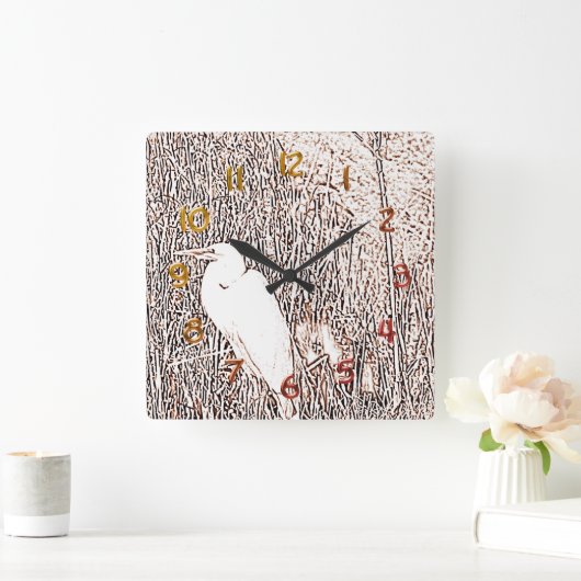 Uhr - Egret im Gras (Zuhause)