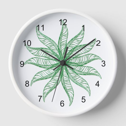 Uhr - Federblosso in Grün (Vorderseite)