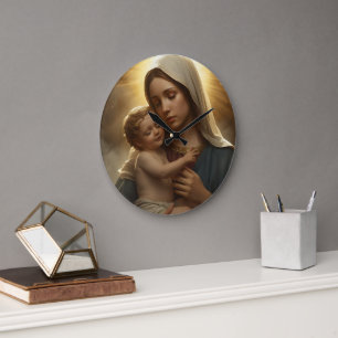 Uhr für Mutter Maria und Jesuskind an der Wand