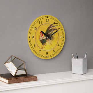 Uhr - Hahn und gelber Hintergrund