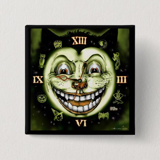 Uhr Halloween der schwarzen Katzen-13 Button (Vorderseite)