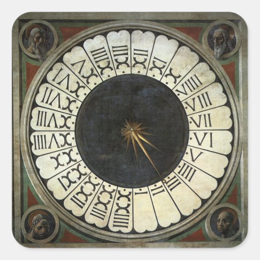 Uhr im Duomo von Paolo Uccello Quadratischer Aufkleber (Vorderseite)