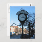 Uhr, im Stadtzentrum gelegenes Marshall, Michigan Postkarte (Vorne/Hinten)