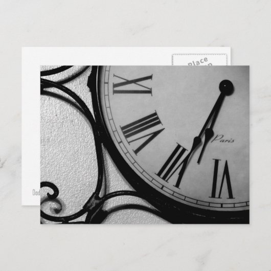 UHR IN SCHWARZEM U. IM WEISS POSTKARTE (Vorne/Hinten)