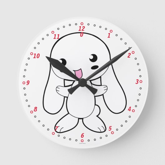 Uhr. Kaninchen. Runde Wanduhr (Vorderseite)