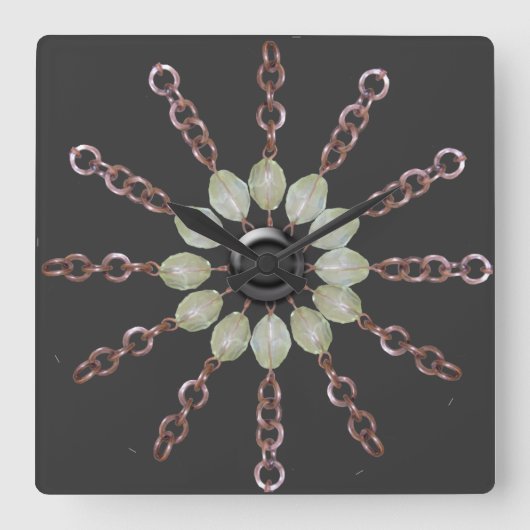 Uhr - kupferne Kette und Glasperlen (Vorderseite)