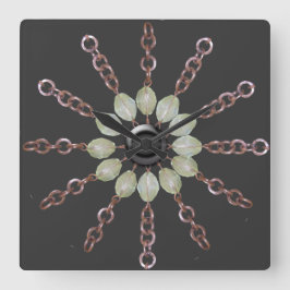 Uhr - kupferne Kette und Glasperlen