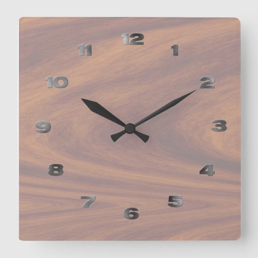 Uhr - Leichtes Holzkorn mit Metallzahlen (Vorderseite)