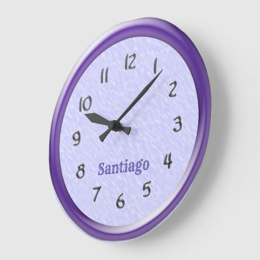 Uhr - lila Rahmen mit Namen (Winkel)