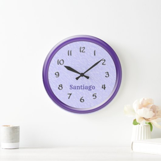 Uhr - lila Rahmen mit Namen (Zuhause)