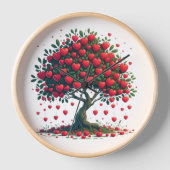 Uhr mit der Dekoration eines Baumes mit dem (Vorderseite)