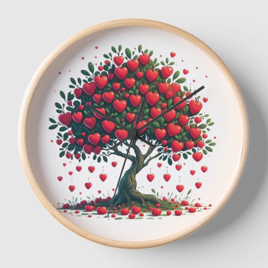 Uhr mit der Dekoration eines Baumes mit dem (Vorderseite)