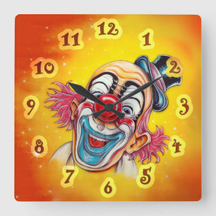 UHR MIT EINEM BUNTEN LACHENDEN CLOWN
