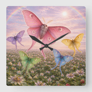 Uhr mit farbenfrohem Blumen- und Schmetterlingsdes