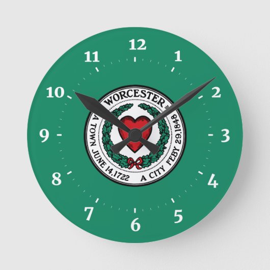 Uhr mit Flagge von Worcester, Massachusetts (Vorderseite)
