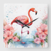Uhr mit Flamingo und Blume (Vorderseite)