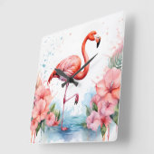 Uhr mit Flamingo und Blume (Winkel)