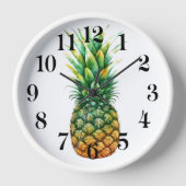 Uhr mit Holzrahmen - Ananas-Druck (Vorderseite)