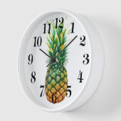 Uhr mit Holzrahmen - Ananas-Druck (Winkel)