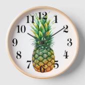 Uhr mit Holzrahmen - Ananas-Druck (Vorderseite)
