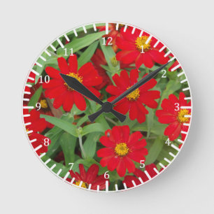 Uhr mit roten und gelben Blumen