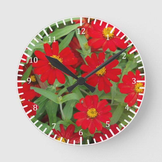 Uhr mit roten und gelben Blumen (Vorderseite)