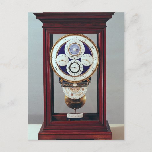 Uhr mit vier Wahlgängen und den Zeichen der Postkarte (Vorderseite)