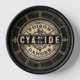 Uhr mit Vintage Style Giftlabel Cyanid