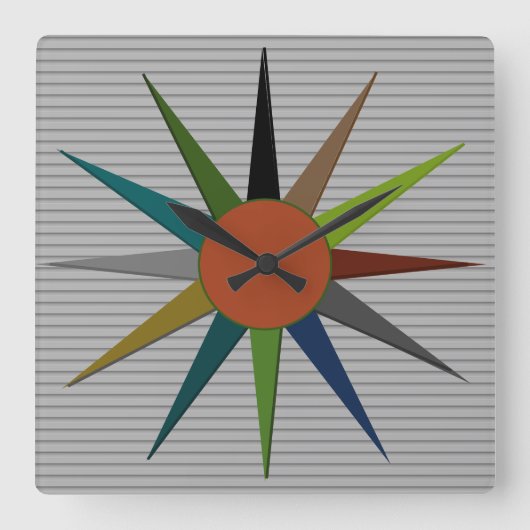 Uhr Mitte des Jahrhunderts Moderner Star (Vorderseite)