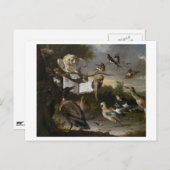 Uhr musikalischer Vogelmalerei Postkarte (Vorne/Hinten)