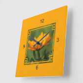 Uhr - Orangefarbene Blume in Rahmen (Winkel)
