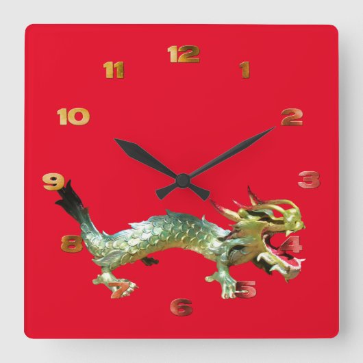 Uhr - Orientalischer Drache auf Rot (Vorderseite)