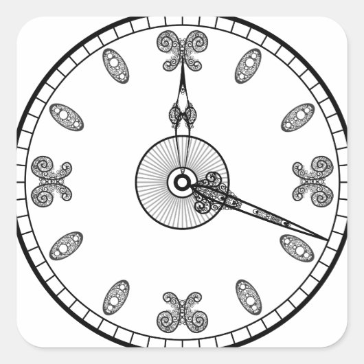 Uhr Quadratischer Aufkleber (Vorderseite)