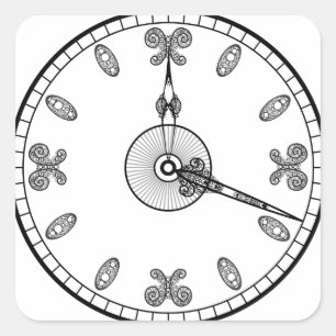 Uhr Quadratischer Aufkleber