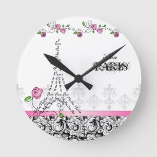 Uhr-Rosa-Rosen Paris kundenspezifische Runde Wanduhr
