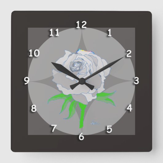 Uhr - Rose und geometrischer Hintergrund in Schwar (Vorderseite)