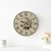 Uhr Rund Vintager Shabby-Look "Rose weiß" (Zuhause)