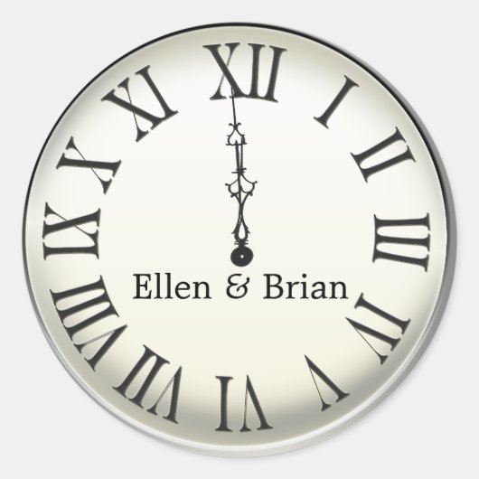 Uhr schlägt Mitternacht in Silvester Runder Aufkleber (Vorderseite)