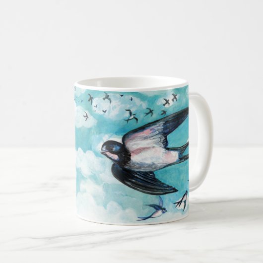Uhr Schwalbenfliegen Kaffeetasse (VorderseiteRechts)