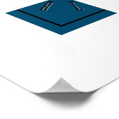 Uhr- und Kompass-Kunstwerk Ozeanblau, Schwarz und Poster (Ecke)