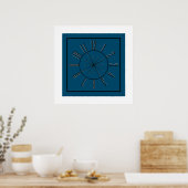 Uhr- und Kompass-Kunstwerk Ozeanblau, Schwarz und Poster (Küche)